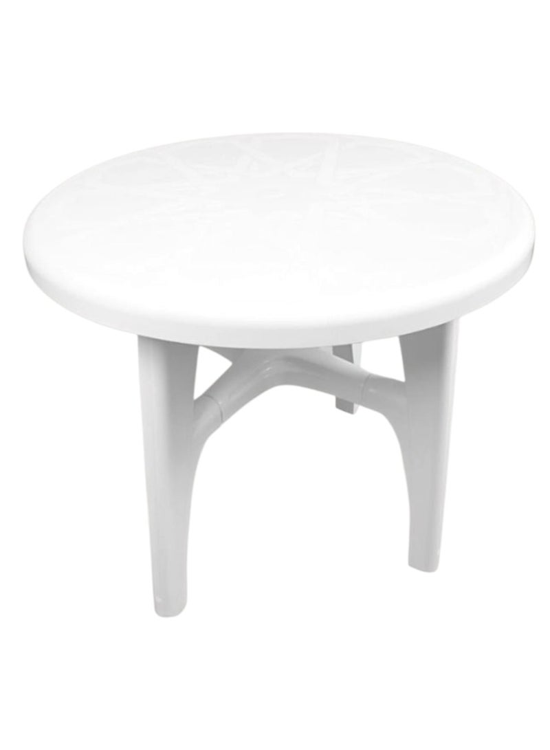 بلاستيكنا طاولة درائرية من البلاستيك عالي الجودة، مع أرجل قابل للإزالة، لون أبيض، مقاس 90*77سم