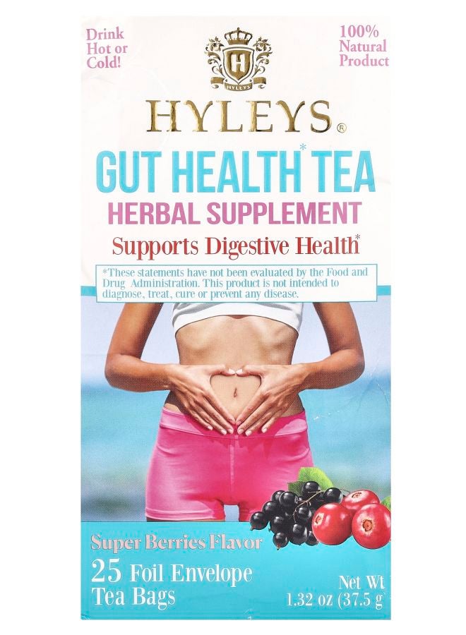 HYLEYS Tea شاي صحة الأمعاء سوبر التوت 25 كيس شاي مغلف 1.32 أونصة (37.5 جرام)
