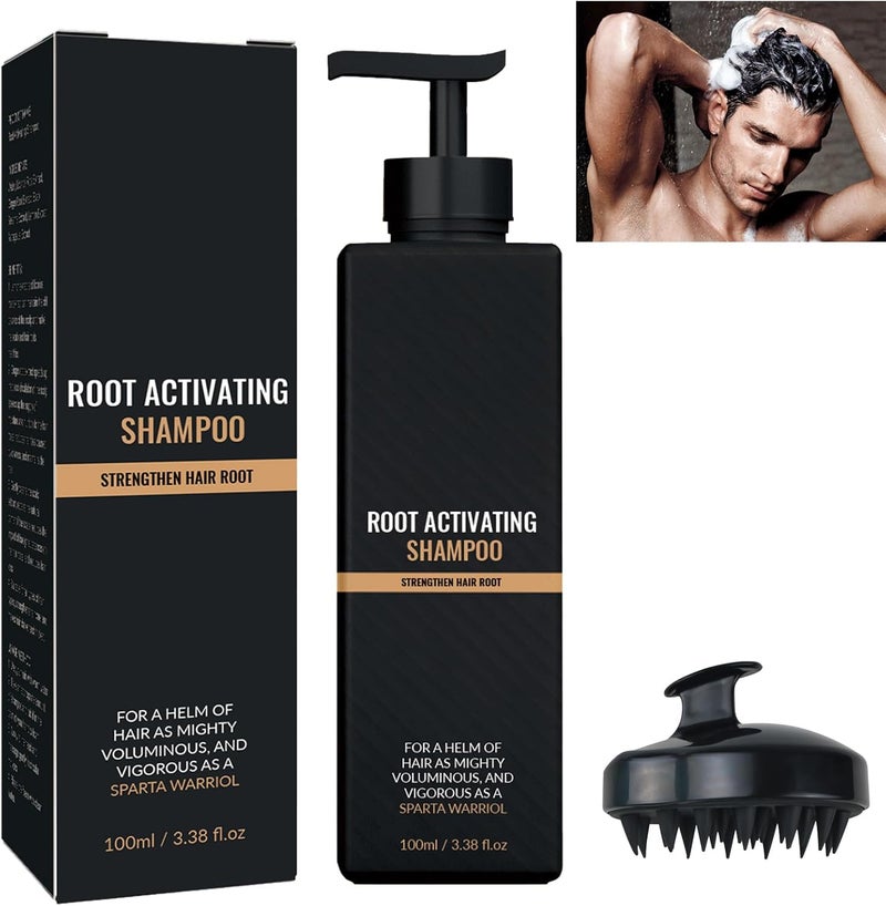 Man Root Activator Shampoo for Thinning Hair and Hair Loss Natural Herbal Essence with Scalp Comb