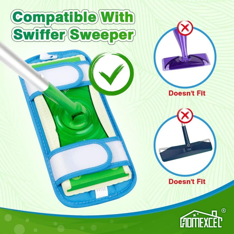 منصات ممسحة قابلة لإعادة الاستخدام من الألياف الدقيقة متوافقة مع ممسحة Swiffer Sweeper - عبوات بديلة من الألياف الدقيقة قابلة للغسل في الغسالة للتنظيف المنزلي - منصات رأس الممسحة لتنظيف الأرضيات تعمل رطبة وجافة - عبوة من 2 - Image 2