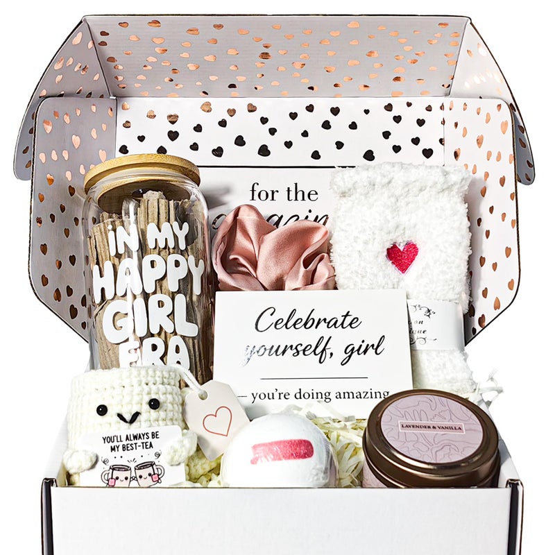 MHSMHL Best Friend Bestie Birthday Gifts for Women, Friendship Gifts for Women, Best Friend Gift Basket Galentines Gifts Valentines Day Gift for Friends Spa Care Box with 16oz Glass Cup - Image 1