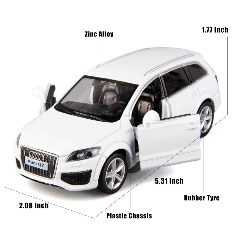 RMZ City Compatible 1/36 Scale Audi Q7 Casting Car Model, Zinc Alloy Toy Car for Kids, Pull Back Vehicles Toy Truck for Toddlers Kids Boys Girls Gift White - Image 2