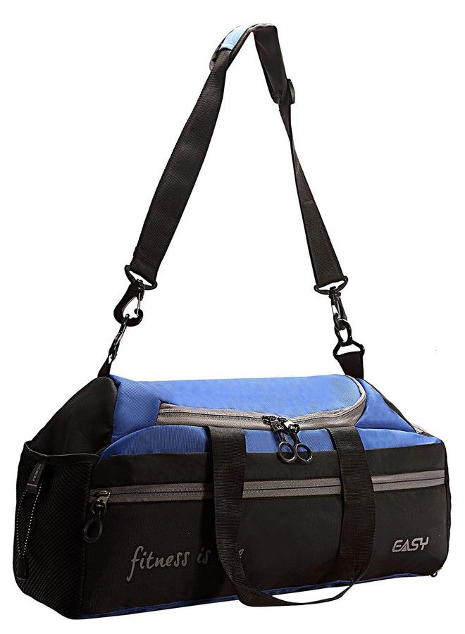 Easy Gym Bags for Men and Women, 26 LTR Duffle Bag, 3 Spacious Compartment Adjustable Shoulder Strap, 4 Heavy Duty Metal Zipper with Zip Loop for Travel Bag Gym Bag (Black and Blue) - Image 5