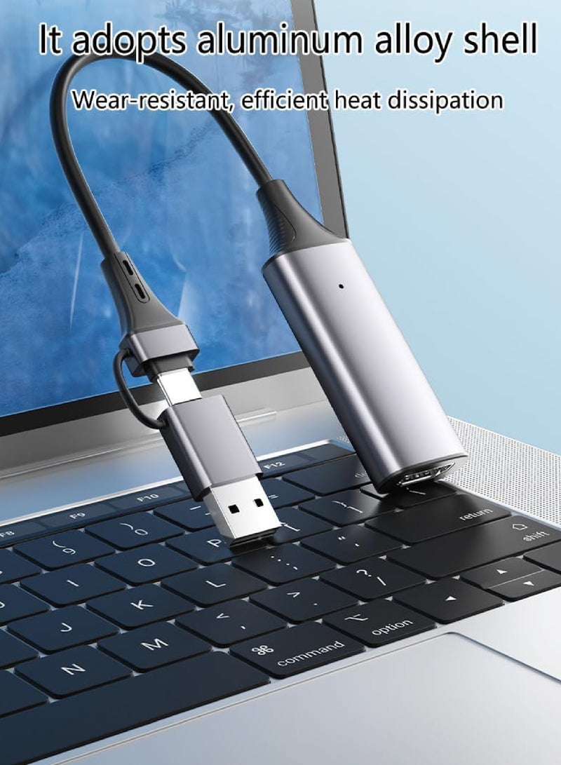 بطاقة التقاط الفيديو بطاقة تسجيل الفيديو رائعة 4K HDMI إلى 1080P 60 هرتز USB C للألعاب ومسجل التلفزيون المتدفق مع محول USB3.0 لضبط - Image 3