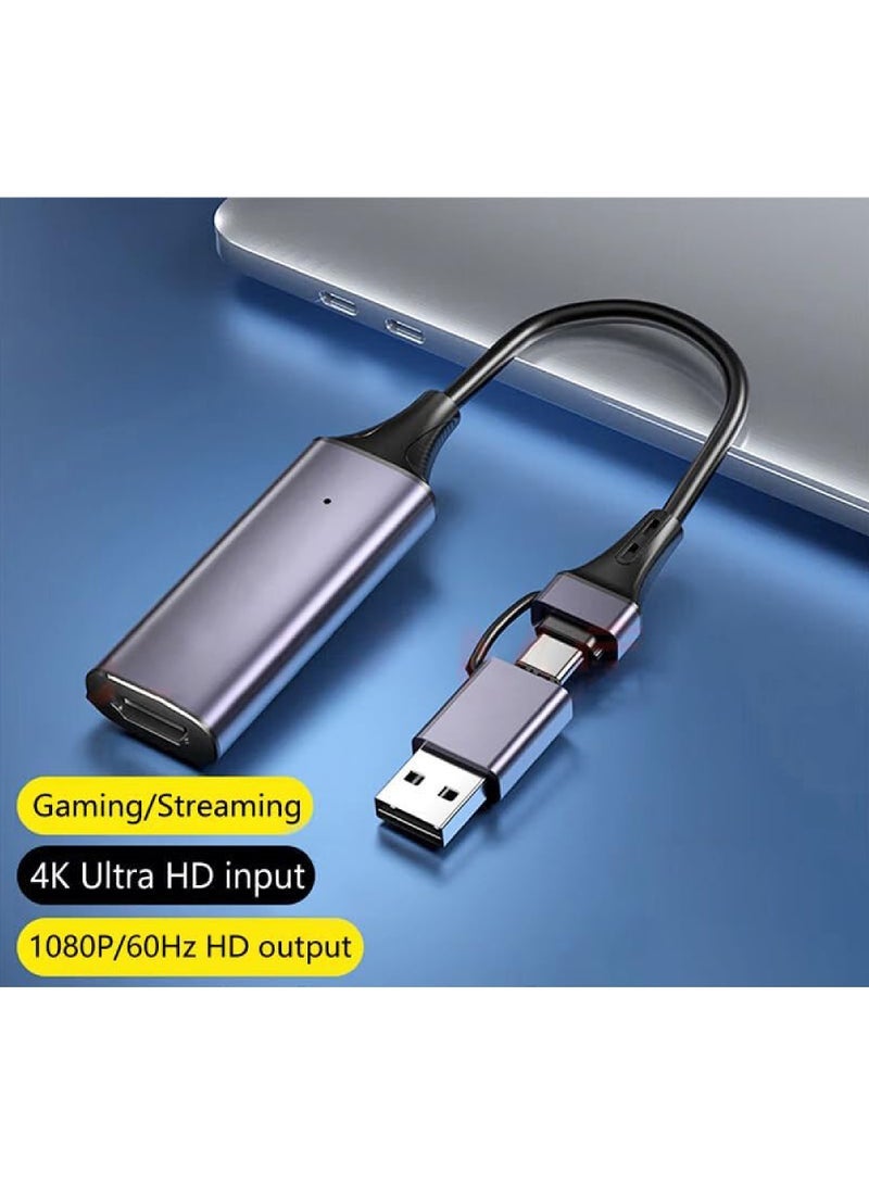 بطاقة التقاط الفيديو بطاقة تسجيل الفيديو رائعة 4K HDMI إلى 1080P 60 هرتز USB C للألعاب ومسجل التلفزيون المتدفق مع محول USB3.0 لضبط - Image 5