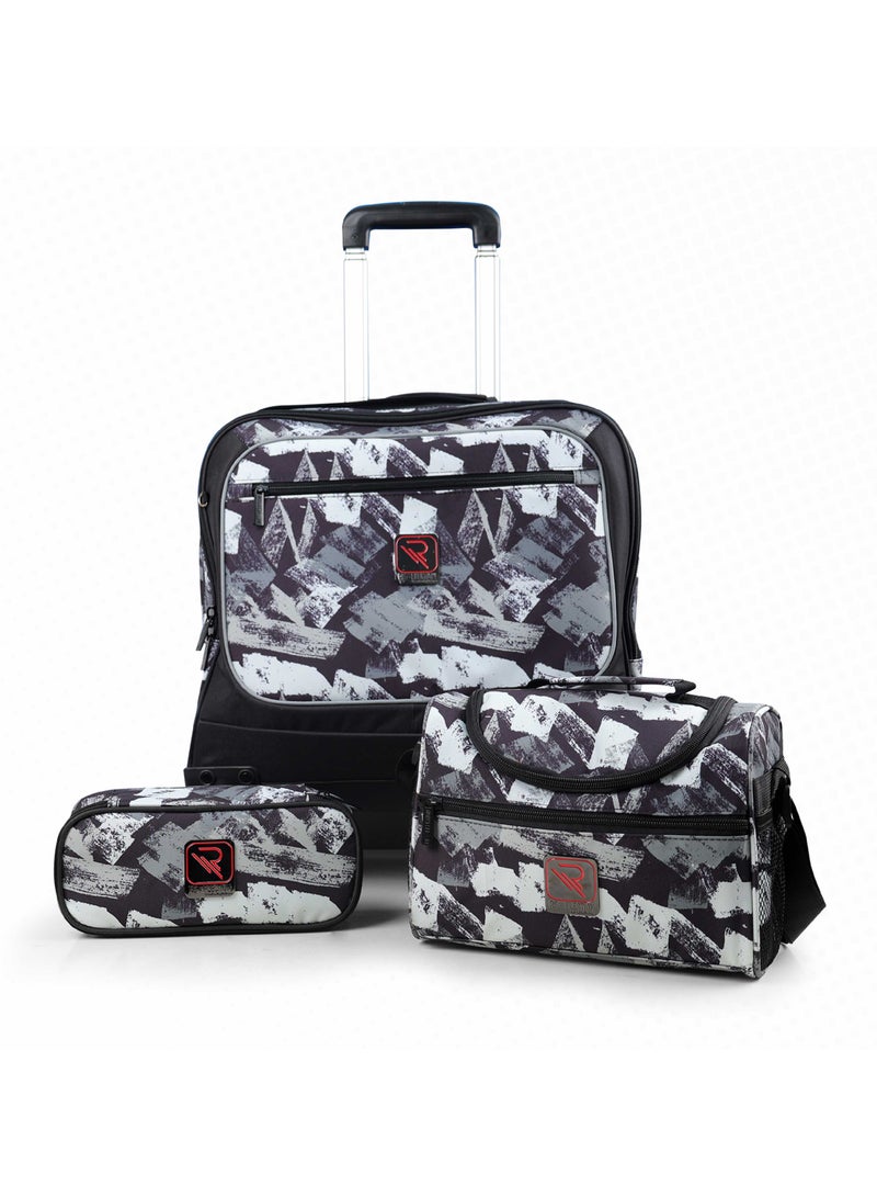 Reflection School bag 3 PCS set All in One Rolling Trolley Include Pencil case, Lunch bag, Durable, Laptop Compartment, 4 Multi Directional wheels, Telescopic adjustable Handle - Image 1