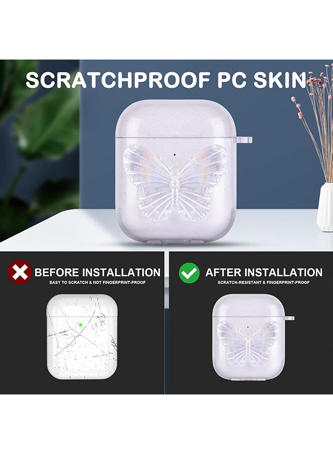 Wffo For AirPods 1/2 Headphone Case - Funny 3D Soft Silicone Case Case - with Butterfly Crystal Key Chain and Cleaner Kit - Pretty Cute Bling Colorful Butterfly TPU Shockproof Protective Cover for AirPods 1/2 Headphone Case - Image 4