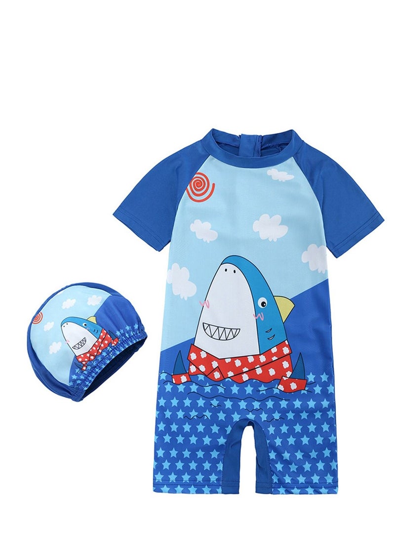 KIDS TALES ملابس سباحة للأطفال برسوم كرتونية مع قبعة سباحة ملابس سباحة للشاطئ في الهواء الطلق في الينابيع الساخنة