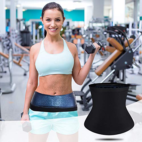 Geyoga Waist Trimmer Sweat Waist Trainer Wrap Stomach Wraps for Women Bodybuilding (Blue Inner,M Size) - Image 4