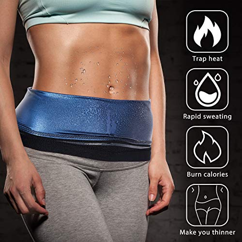 Geyoga Waist Trimmer Sweat Waist Trainer Wrap Stomach Wraps for Women Bodybuilding (Blue Inner,M Size) - Image 5