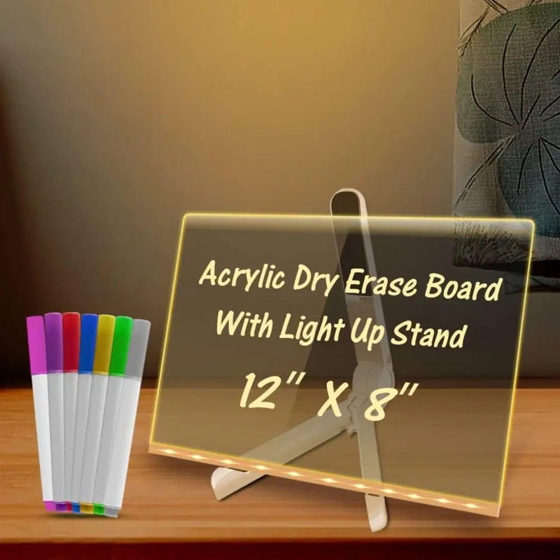 Snoogg 8x12 Large LED Note Board – Acrylic Light-Up Message & Drawing Pad with 6 Pens and Stand, Ideal for Office, Room Display, Festival Announcements, Birthday Gift - Image 3
