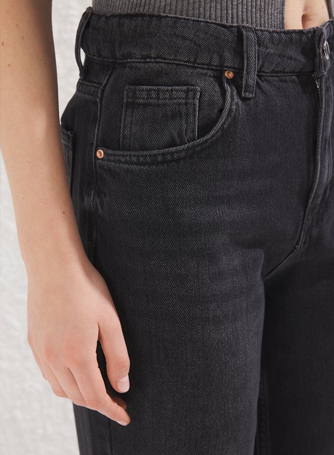 trendyol Black More Sustainable High Waist Wide Leg Jeans - Image 4