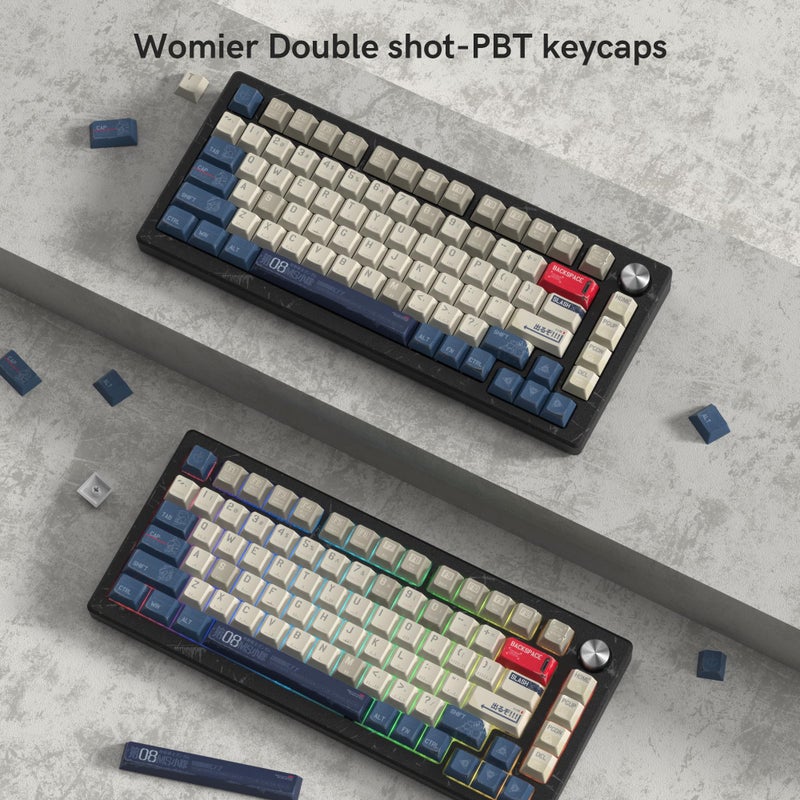 dagaladoo Retro Japanese Anime PBT keycaps,Beige/Blue Keycaps 60% 65% 100%,Dye Sublimation Custom Key caps,Cherry Profile Keyboard Key caps for TKL US Layout Mechanical Keyboard - Image 5