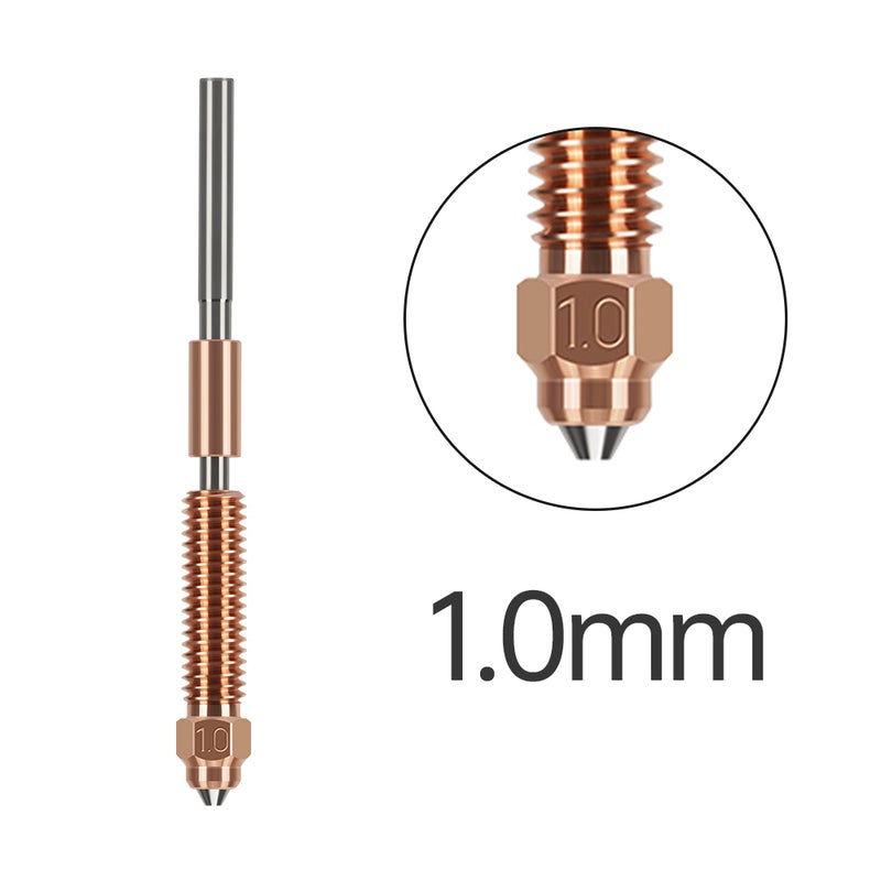 3D Printer Accessory 1.0mm CZ Copper Hardened Steel Coating Nozzle Compatible with Creality K1C/ K1 Max/  Ender 3 V3 3D Printer Nozzle Integrated Bimetallic with Titanium Alloy Throat for High Flow - Image 1