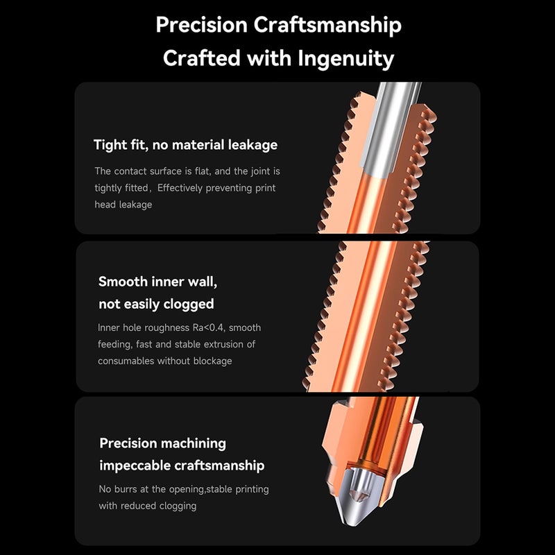 3D Printer Accessory 1.0mm CZ Copper Hardened Steel Coating Nozzle Compatible with Creality K1C/ K1 Max/  Ender 3 V3 3D Printer Nozzle Integrated Bimetallic with Titanium Alloy Throat for High Flow - Image 2