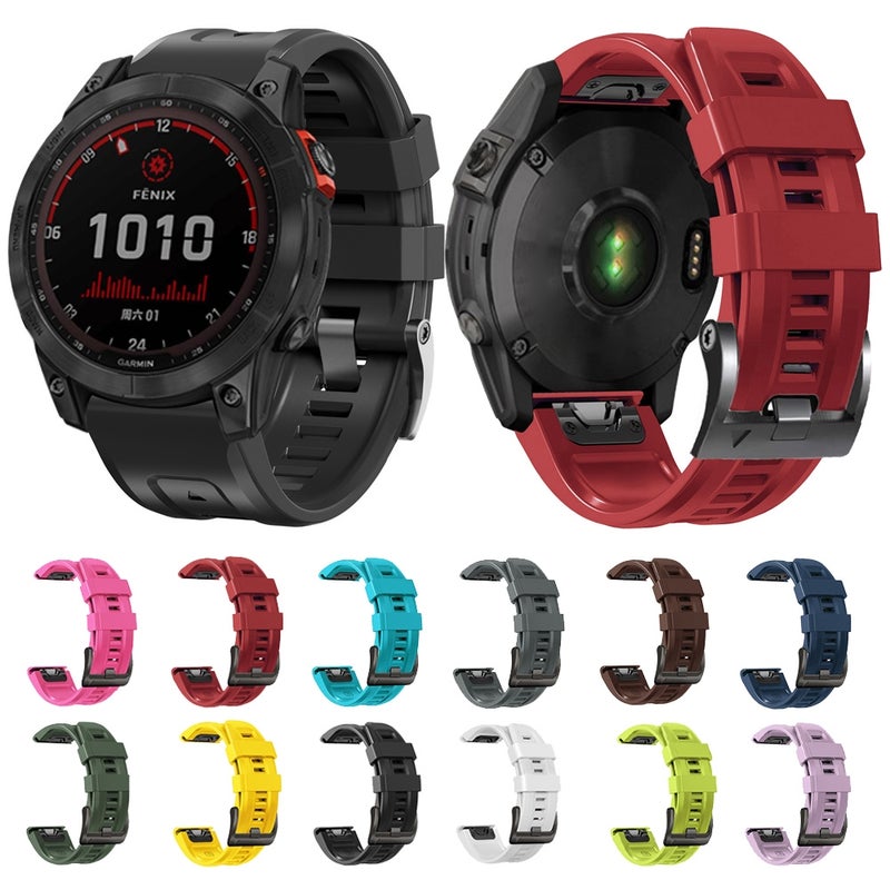 S-TOP For Garmin Fenix 7 Pro 51mm Sport Pure Color Silicone Watch Band(Army Green) - Image 2