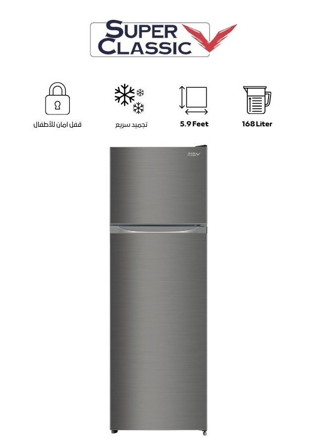 سوبر كلاسيك ثلاجة بابين ثلج سوبر كلاسيك 168 لتر  5.90 قدم سليفر - SPCRF-288D - Image 1