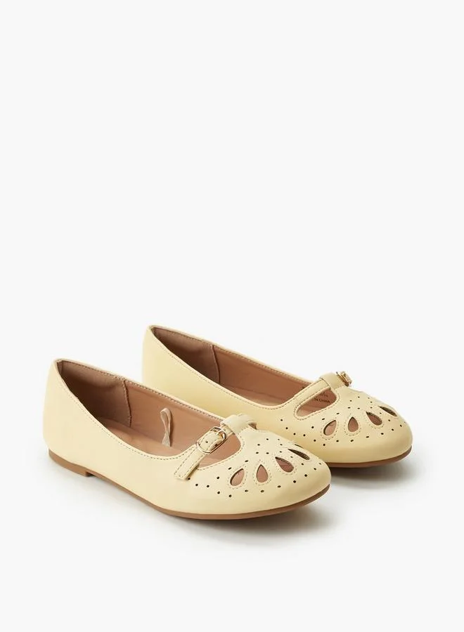 Little Missy Girls Buckle Accent Ballerina Shoes