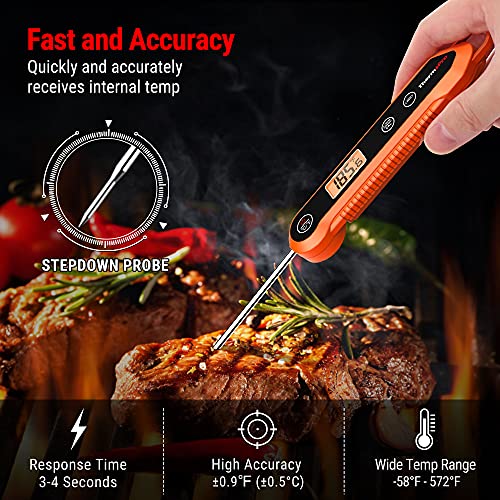 ThermoPro Digital Instant Read Meat Thermometer for Grilling Waterproof Kitchen Food Thermometer with Calibration & Backlight Smoker Oil Fry Candy Thermometer with Temperature Indicators - Image 2