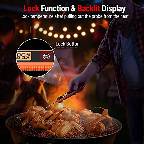 ThermoPro Digital Instant Read Meat Thermometer for Grilling Waterproof Kitchen Food Thermometer with Calibration & Backlight Smoker Oil Fry Candy Thermometer with Temperature Indicators - Image 4
