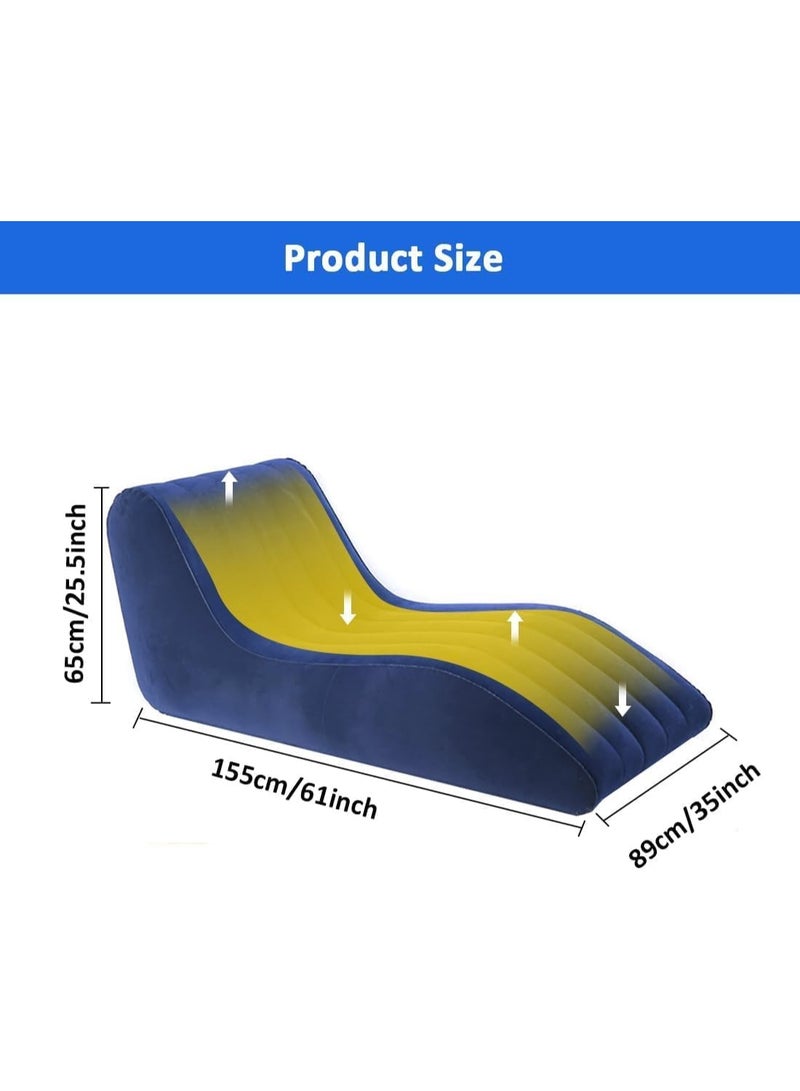 ELTRAZONE Sofa Air Chair Inflatable Flocked Lounge Couch Bed, Portable Bean Bag for Travel, Camping & Hiking, Lightweight Indoor Outdoor Relaxation Chair, Blue - Image 2