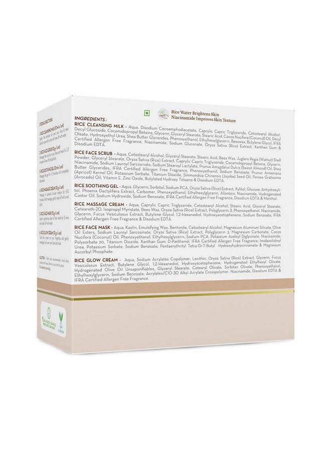 Rice Facial Kit With Rice Water & Niacinamide For Glass Skin - 60 G | Salon-Like Glowing Skin In 6 Easy Steps | Improves Skin Texture | Instant Glow | Suitable For All Skin Types