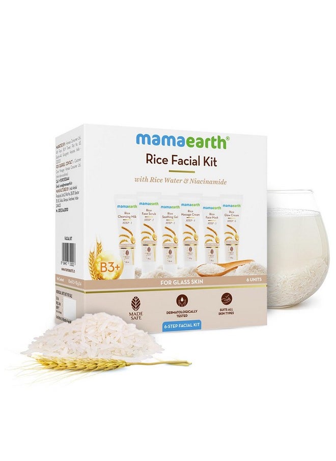 Rice Facial Kit With Rice Water & Niacinamide For Glass Skin - 60 G | Salon-Like Glowing Skin In 6 Easy Steps | Improves Skin Texture | Instant Glow | Suitable For All Skin Types
