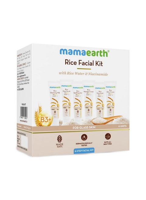 Rice Facial Kit With Rice Water & Niacinamide For Glass Skin - 60 G | Salon-Like Glowing Skin In 6 Easy Steps | Improves Skin Texture | Instant Glow | Suitable For All Skin Types