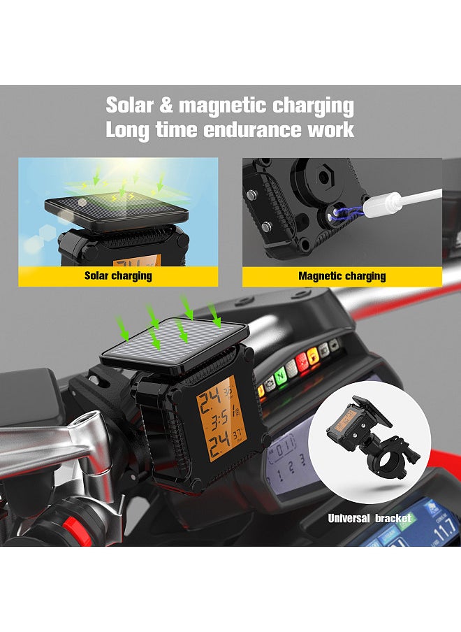 Generic - Tire Pressure Monitoring System Solar Charging Waterproof Motorcycle Tyre Alarm with Large LCD Screen 2 External Sensors - Image 1