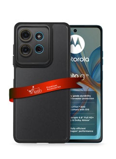 Wtech Motorola Moto G75 5G 2024 Hybrid Silicone with Translucent Back Protective Lens Shield Case Cover - Black  - Image 1