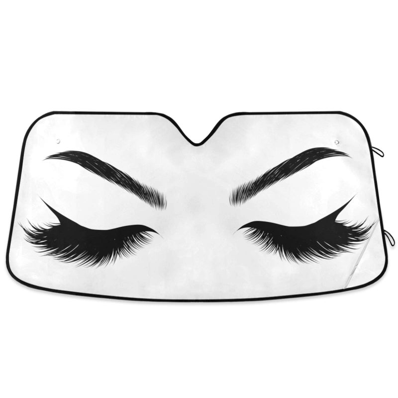 Oarencol Woman Eye Eyelash Car Windshield Sun Shade Foldable UV Ray Sun Visor Protector Sunshade to Keep Your Vehicle Cool 55 x 276 - Image 3