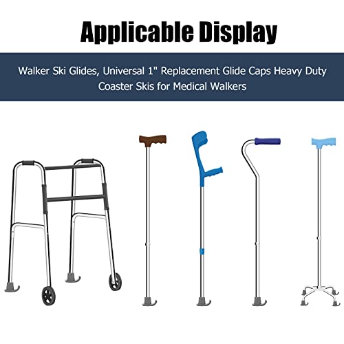 Tecreddy Walker Ski Glides, Universal 1" Replacement Glide Caps Heavy Duty Coaster Skis for Medical Walkers, 2-Pack - Image 5
