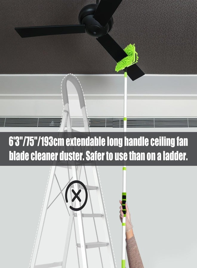 Qaestfy Ceiling Fan Cleaner Duster with 75'' Extension Pole, Flexible High Ceiling Fan Blades Cleaning Tool, Reusable Skinny Duster for Tight Spaces - Image 5