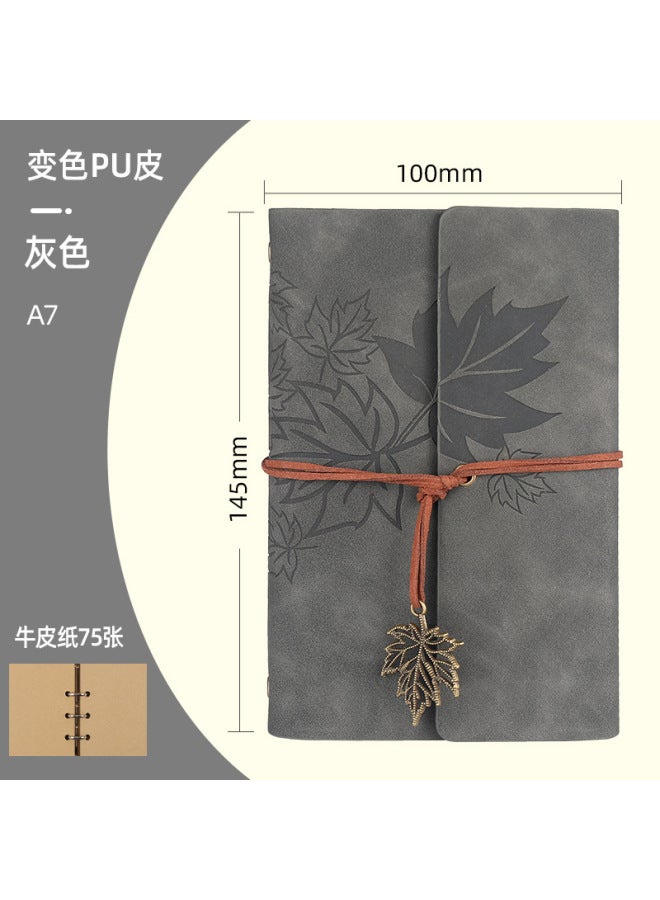 بوي دفتر سفر كلاسيكي من الجلد الناعم مع حافظة يدوية  
دفتر ملاحظات A6/A7 قابل للحمل مع أوراق قابلة للإزالة  
يوميات ورق القيقب - دفتر متنقل أنيق للسفر والكتابة - Image 1