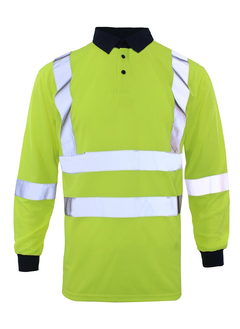 Zuolaya - Long Sleeves Safety T-Shirt with 5inch Reflective Strips High Visibility Work Shirt for Men Green. - Image 1