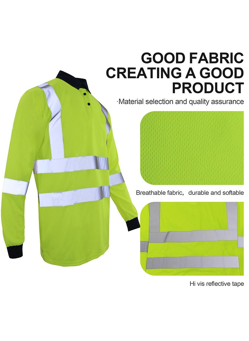 Zuolaya - Long Sleeves Safety T-Shirt with 5inch Reflective Strips High Visibility Work Shirt for Men Green. - Image 1