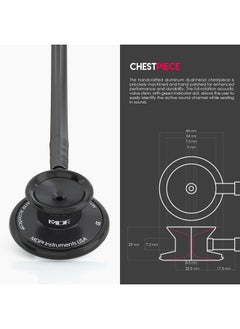 MDF Instruments Acoustica Lightweight Stethoscope For DoctorsNursesStudentsHome Health UseAdultDual HeadBlack TubeBlack ChestpieceheadsetMdf747Xpbo  - Image 4