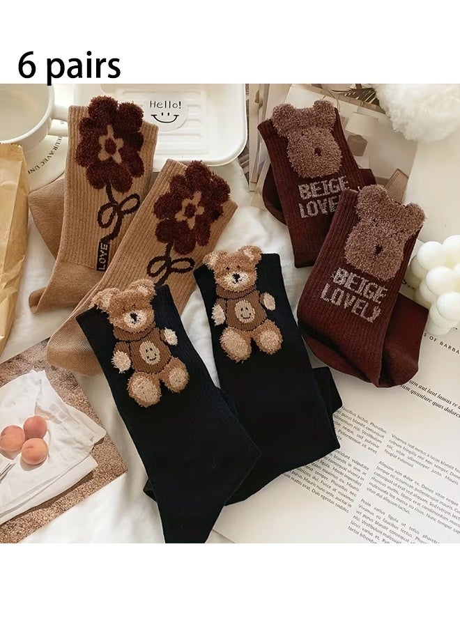 Zeemey Women's figure-hugging tights set of 6 socks - Cute patterned - Comfortable and breathable daily wear tights - Image 1