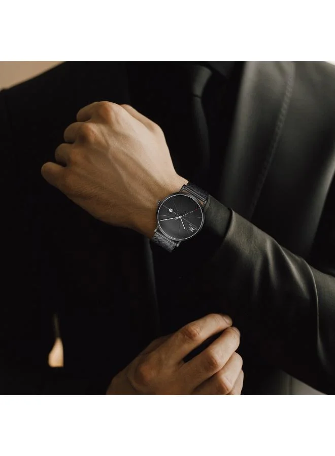 كينيث سكوت Kenneth Scott K22013-BMBB Men's Analog Display Watch & Stainless Steel Strap Black