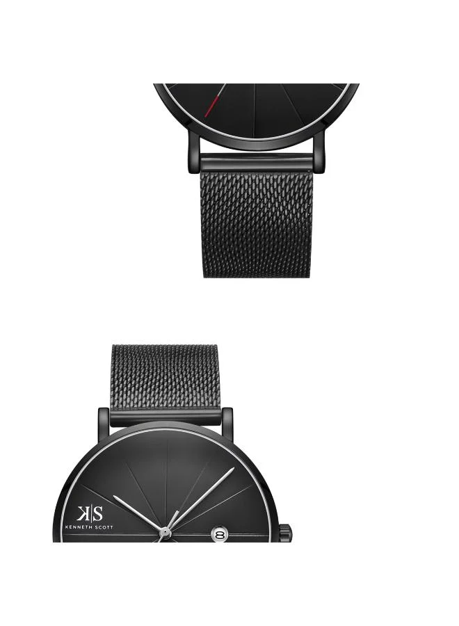 كينيث سكوت Kenneth Scott K22013-BMBB Men's Analog Display Watch & Stainless Steel Strap Black