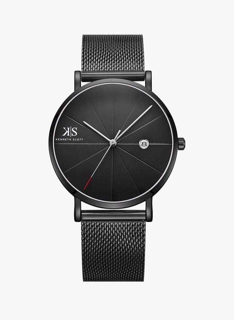 Kenneth Scott K22013-BMBB Men's Analog Display Watch & Stainless Steel Strap Black - Image 1