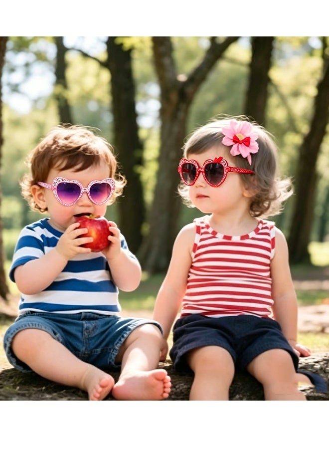 Happy D 3 pieces of children's sunglasses, girls' children's sunglasses set, heart-shaped glasses, fashionable and cute, suitable for children aged 2-12, a cute party gift, suitable for birthday parties, beach, and pool use for boys and girls aged 3-10 - Image 5