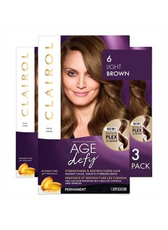 Age Defy Permanent Hair Dye, 6 Light Brown Hair Color, Pack of 3