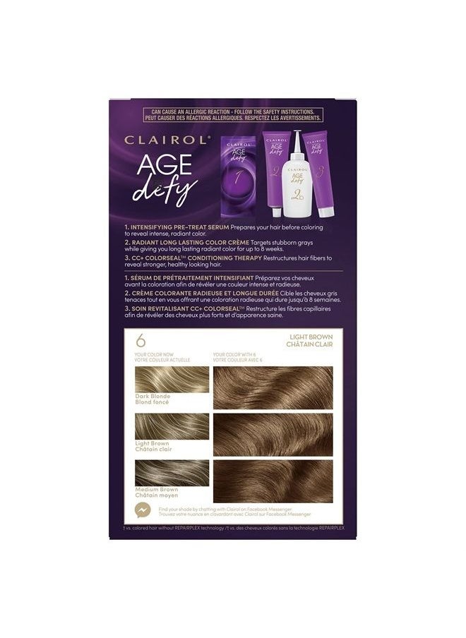 CLAIROL - Age Defy Permanent Hair Dye, 6 Light Brown Hair Color, Pack of 3 - Image 1