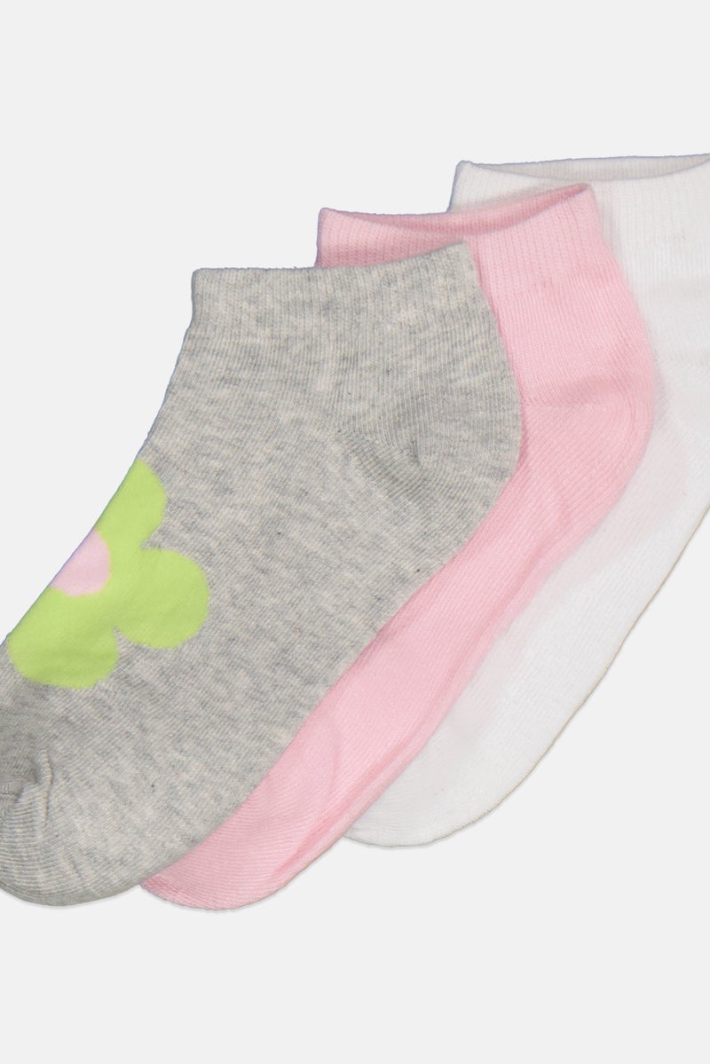 Don't Call Me Jennyfer Women 3 Pairs Athletic Crew Socks, Grey/White/Pink - Image 2