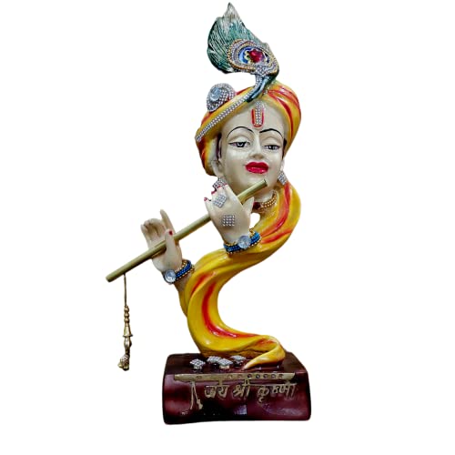 Mariner's Creation Resin Premium Modern Art Krishna Idol for Home Decor Bedroom Living Room Office House Warming Gift Home Decorative Item SIZE-11.5X11.5X34 CM Yellow - Image 2