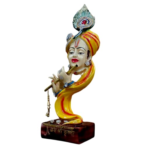 Mariner's Creation Resin Premium Modern Art Krishna Idol for Home Decor Bedroom Living Room Office House Warming Gift Home Decorative Item SIZE-11.5X11.5X34 CM Yellow - Image 4