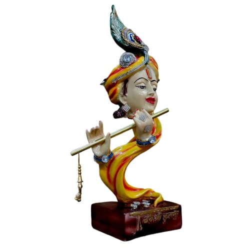 Mariner's Creation Resin Premium Modern Art Krishna Idol for Home Decor Bedroom Living Room Office House Warming Gift Home Decorative Item SIZE-11.5X11.5X34 CM Yellow - Image 3