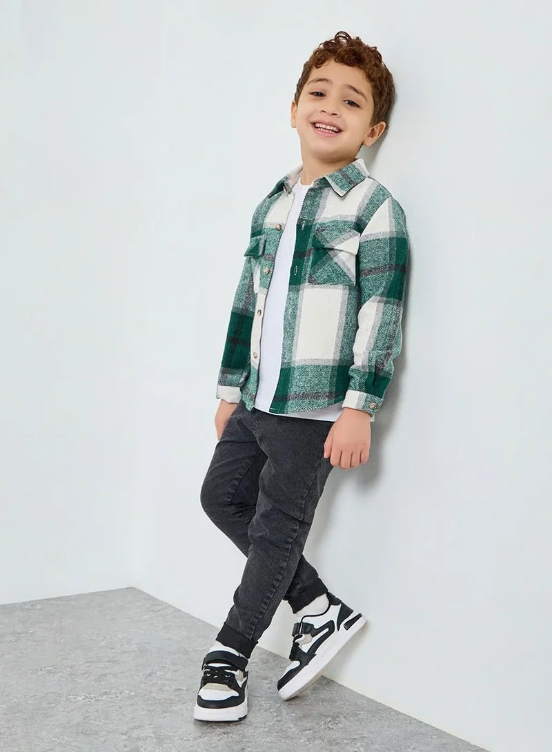 Styli Boys Green Plaid Jacket