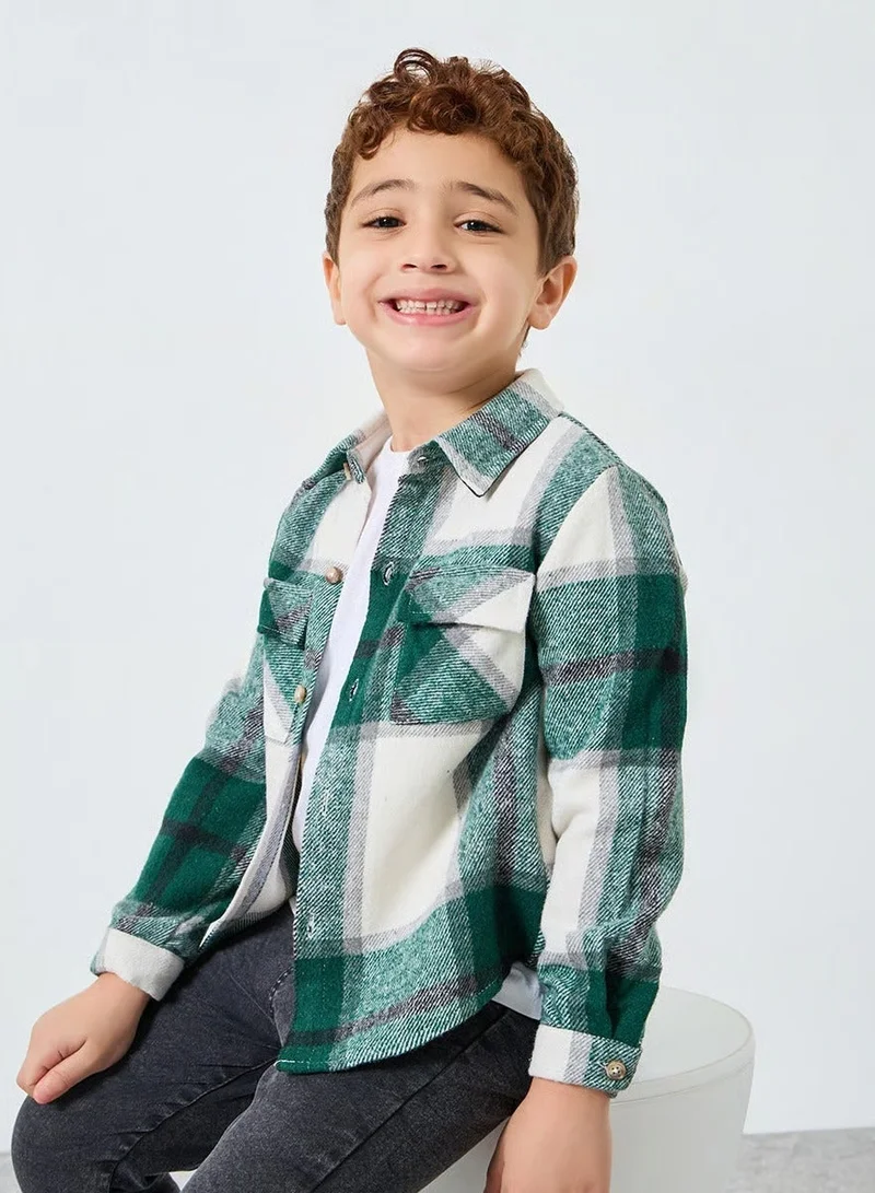 Styli Boys Green Plaid Jacket